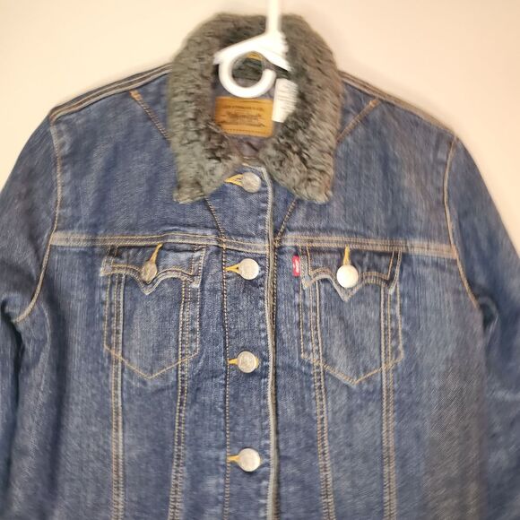 Levi's Women's Quilted Lined Denim Jean Jacket Sz Large - Picture 3 of 8
